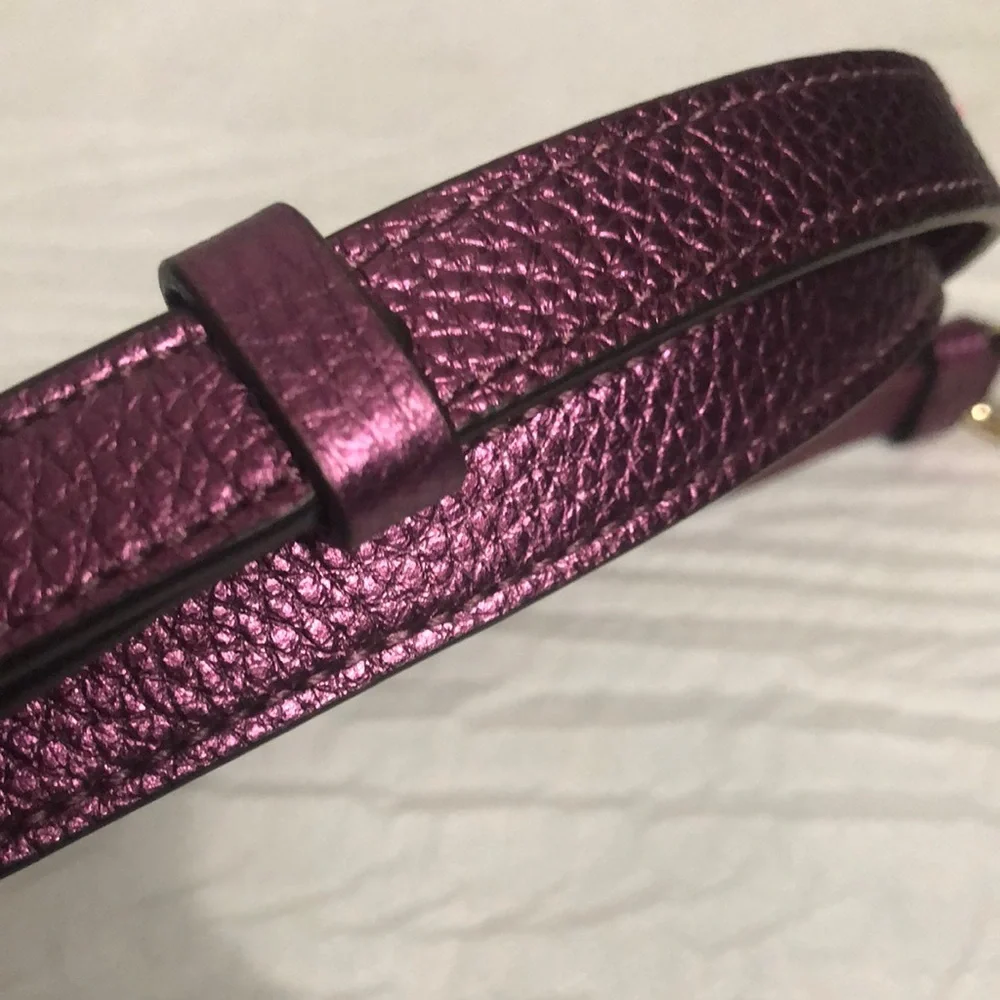 Coach Adjustable Metallic Purple Leather Strap